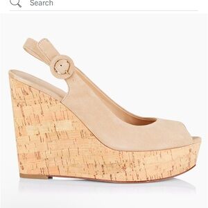 New Veronica Beard Dali Peep Toe Platform Wedge Sandal in Sand- Fa size 7